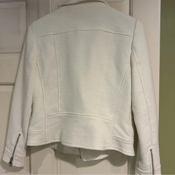 Ann Taylor Cream Textured Leather Jacket - Picture 4 of 9